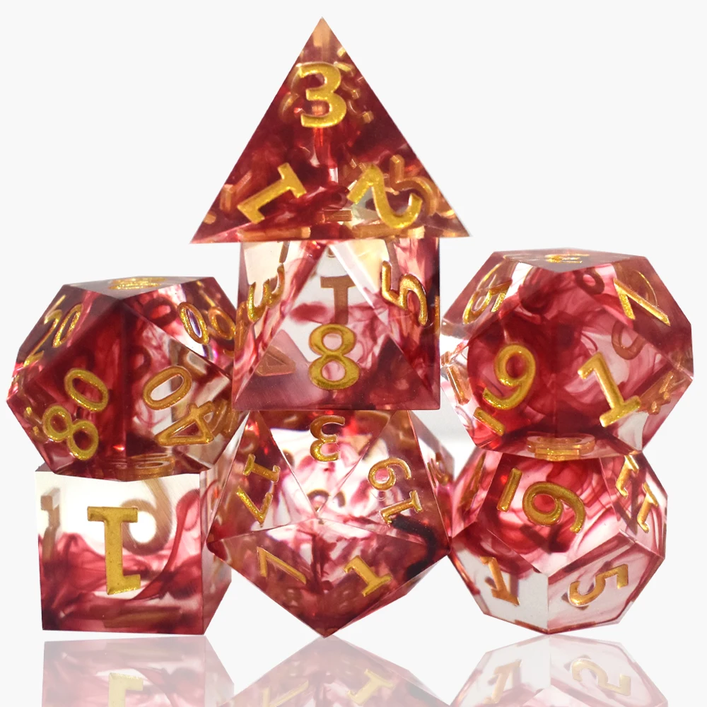 Amazon Hot Sale Acrylic Resin Flash Dice with Sharp Edge Game Dice Set For RPG Game
