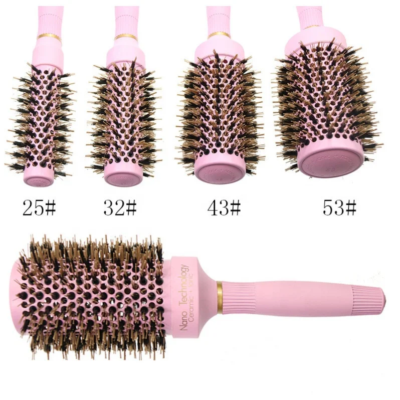 Custom LOG Drying Straightening Styling Comb Hairdressing Salon Natural Wild Boar Bristles Nami Hair Brush