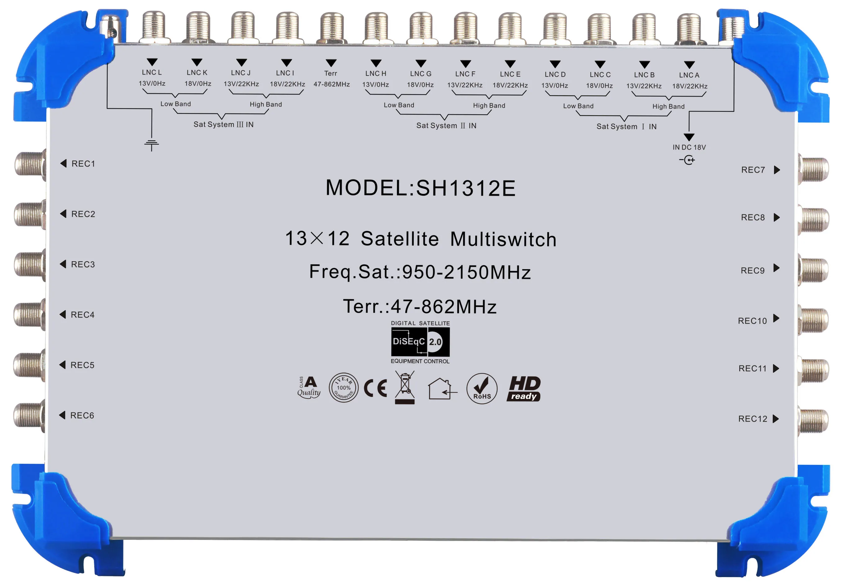 Stand-Alone Satellite Multiswitch 13 inputs 32 outputs terminal multi switch 13x32