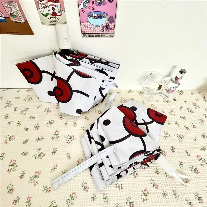 Botu Wholesale Kawaii Hello Kt Girls Umbrella Cartoon Rain Umbrella Amine Sunscreen Folding Portable UV Umbrella