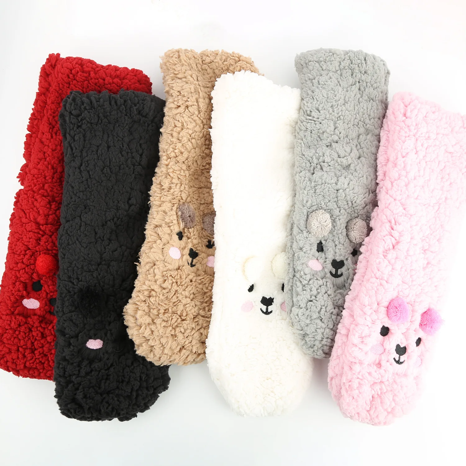 Women Thermal  Warm Anti-slip Fuzzy Slipper Floor Socks Knit Sherpa Fleece Lined Thermal Fluffy Socks