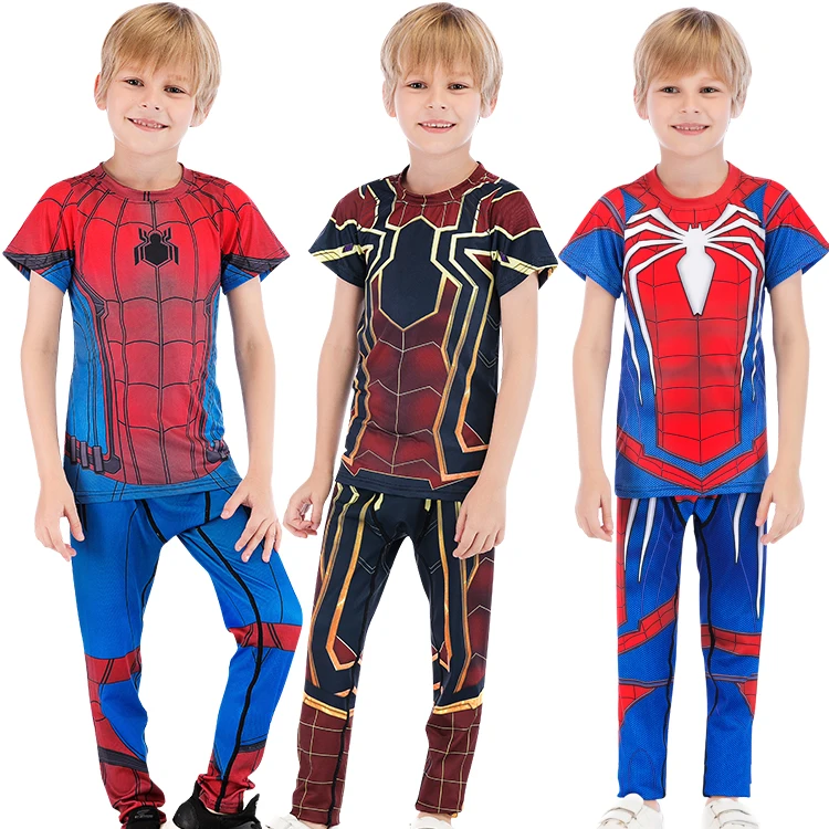Full Sublimation Kids summer clothing sets spiderman costume kids 3d shirts t-shirt spiderman suit kids