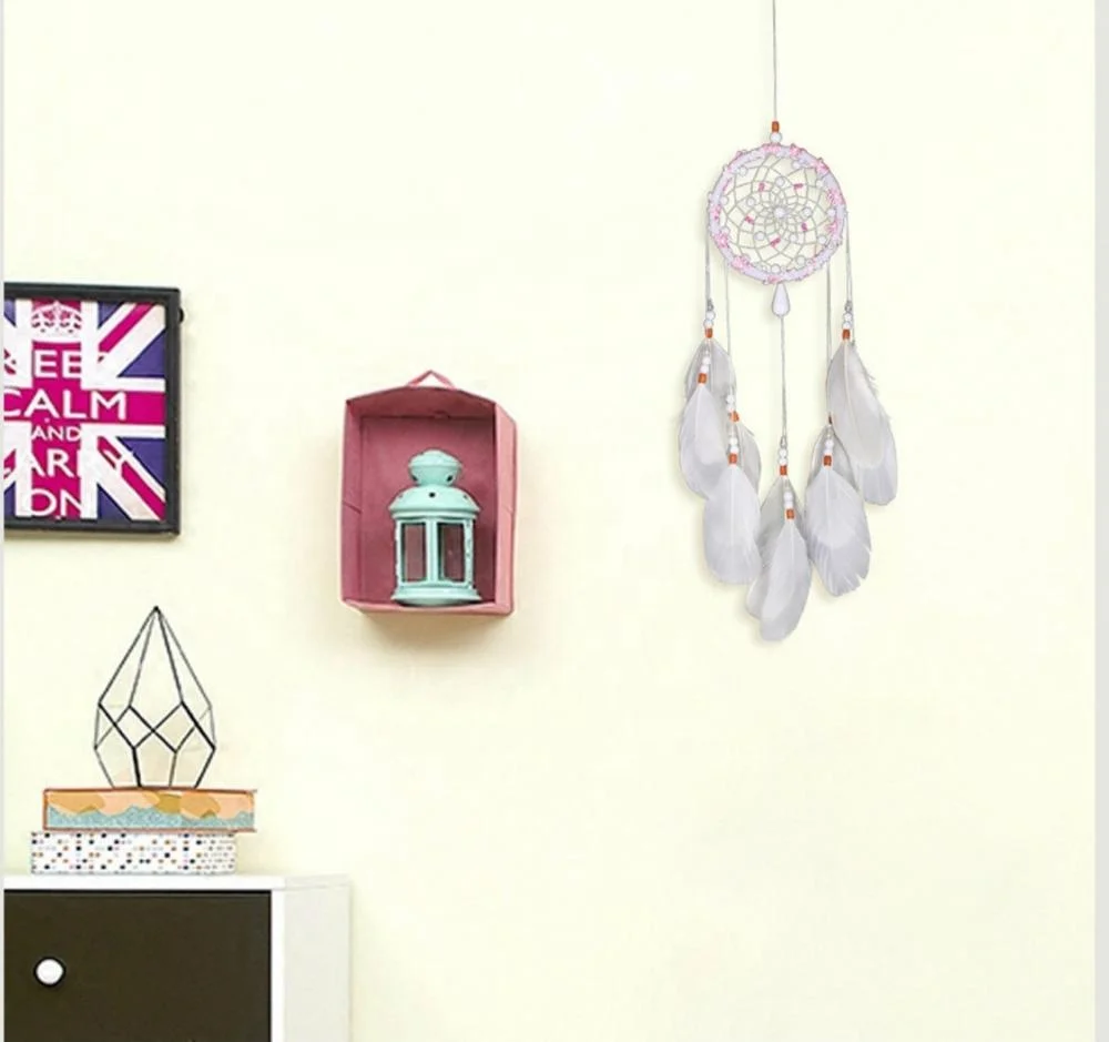 Ins Handmade Indian Feathers Dream Catcher Pendant for Creative Gift Home Living Room Decoration