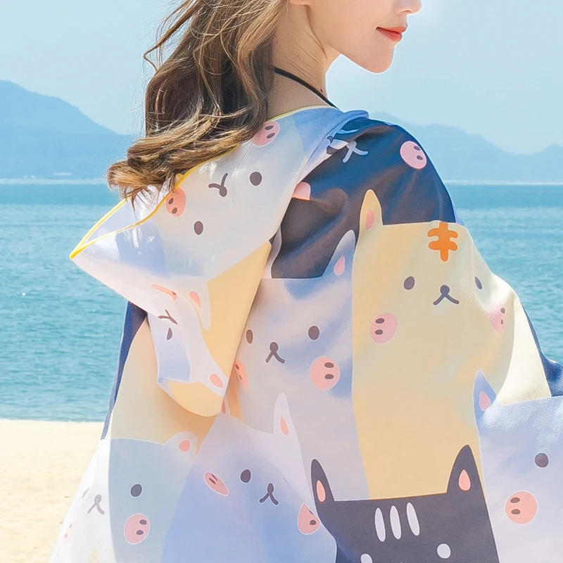 Customized Size Design Super Absorbent Quick Drying Hooded Surf Swim Cover Towel Poncho for Outdoor Changing