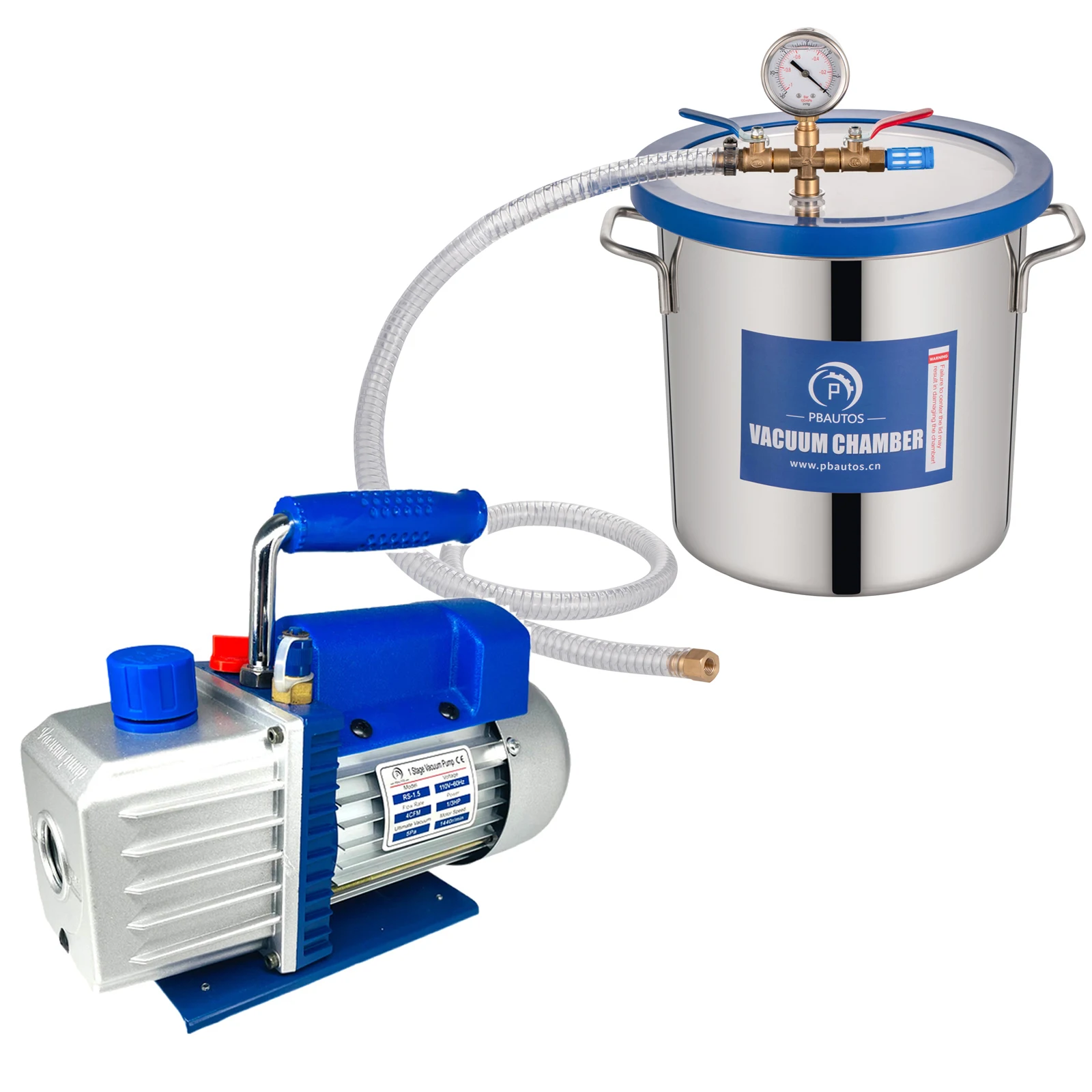 P PBAUTOS  3.5CFM 4CFM 1/4HP Single Stage vacuum pump 3gal 12Liter vacuum casting resin chamber