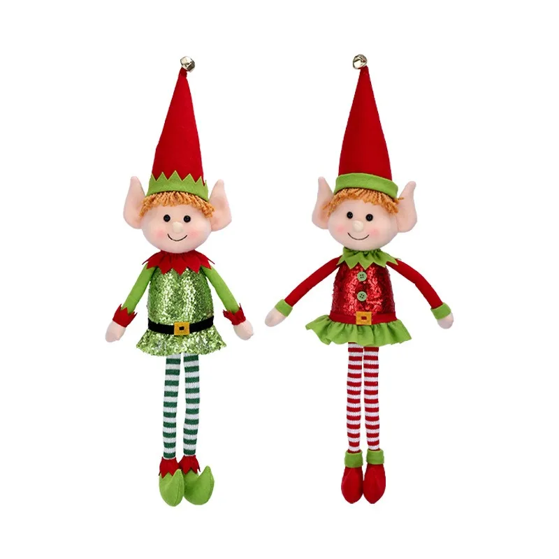 65cm Christmas Elf Red Green Plush Stuffed Dolls Long Leg Gift Christmas Tree Decorations Christmas Tree Ornaments