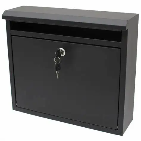 Black Wall Mount Locking Mailbox Mail Box Outdoor with Keys