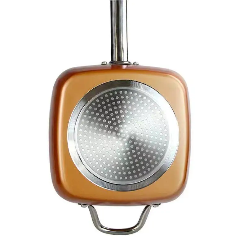 5 штук/партия, бесплатная доставка, прямые поставки, алюминиевая квадратная глубокая сковорода воздуха жарки чугунная посуда соте сковородка с дешевой ценой