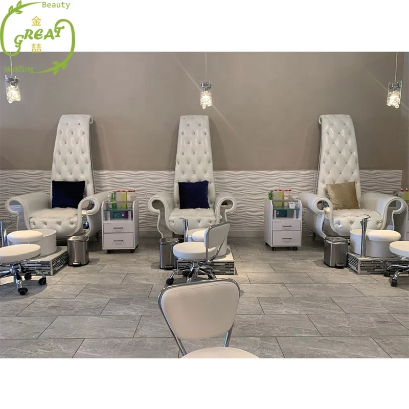 White and gold egg shape smart beimeng luxury modern nail salon stool for sale hot pink high back sink wooden pedicure chair