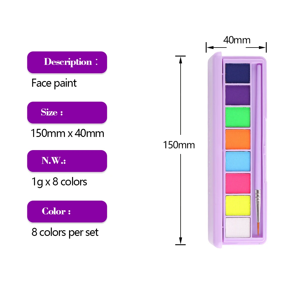 Shinein Water-soluble Luminous Neon Face Body Paint Pastels Eyeliner UV Glowing Halloween Face Paints