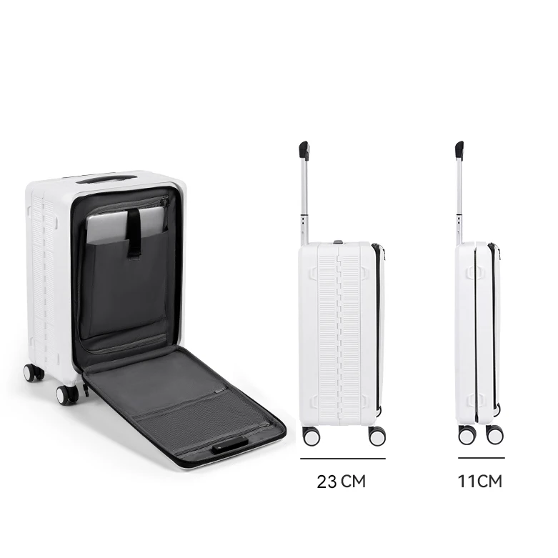 custom-made Pink Makrolon Polycarbonate 20 Inch Collapsible Suitcase,carry-on Front Laptop Pocket Aluminum rod Suitcase