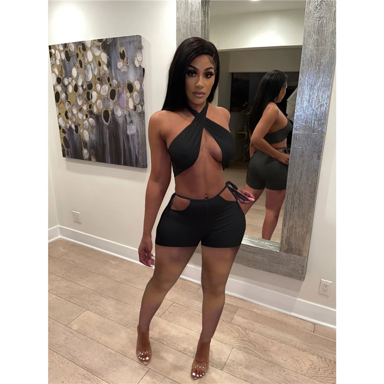 New Arrival MISSMOEN Halter Summer Sexy Ensembles de femmes Women Clothes 2021 Women 2 Piece Set Two Piece Set