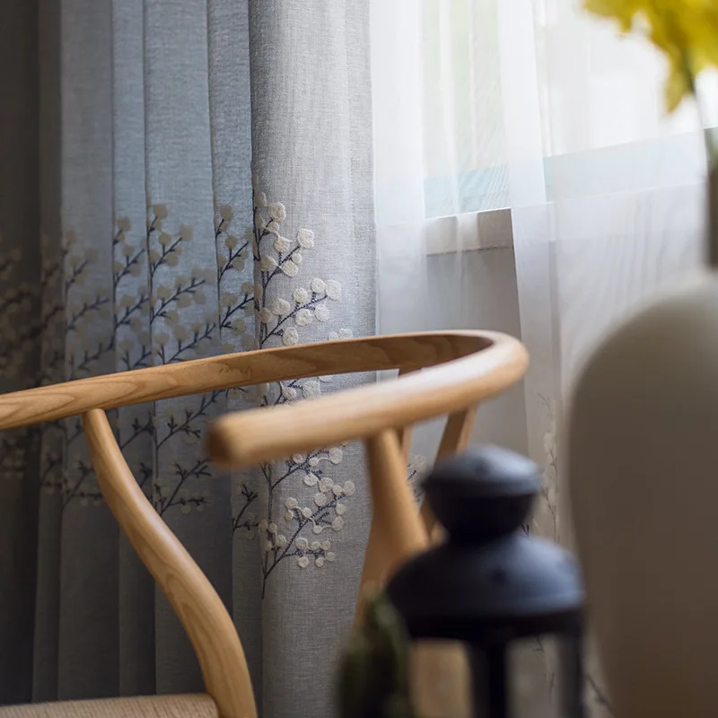 Хлопковая льняная ткань с вышивкой для штор одинаковый дизайн Cortinas Para La Sala bormental Ventanas De Habitacion спальня