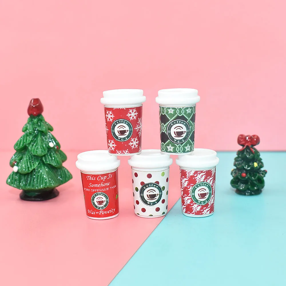 1:12 scale dollhouse miniature mini bjd doll Christmas coffee drink coffee cup for dollhouse decoration