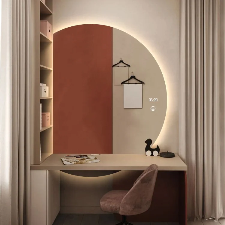 Half moon designers full led lighted wall bathroom decorative mirrors
