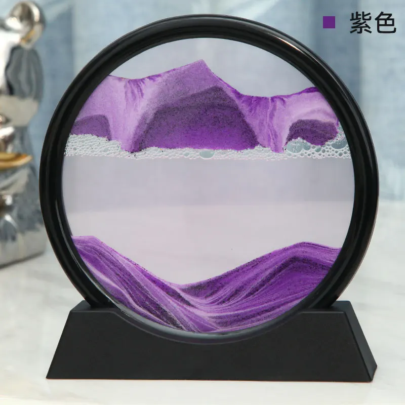Dropshipping Shopify 3D Dynamic Sand Art Liquid Motion Moving Sand Art Picture Round Glass 3D Deep Sea Sandscape