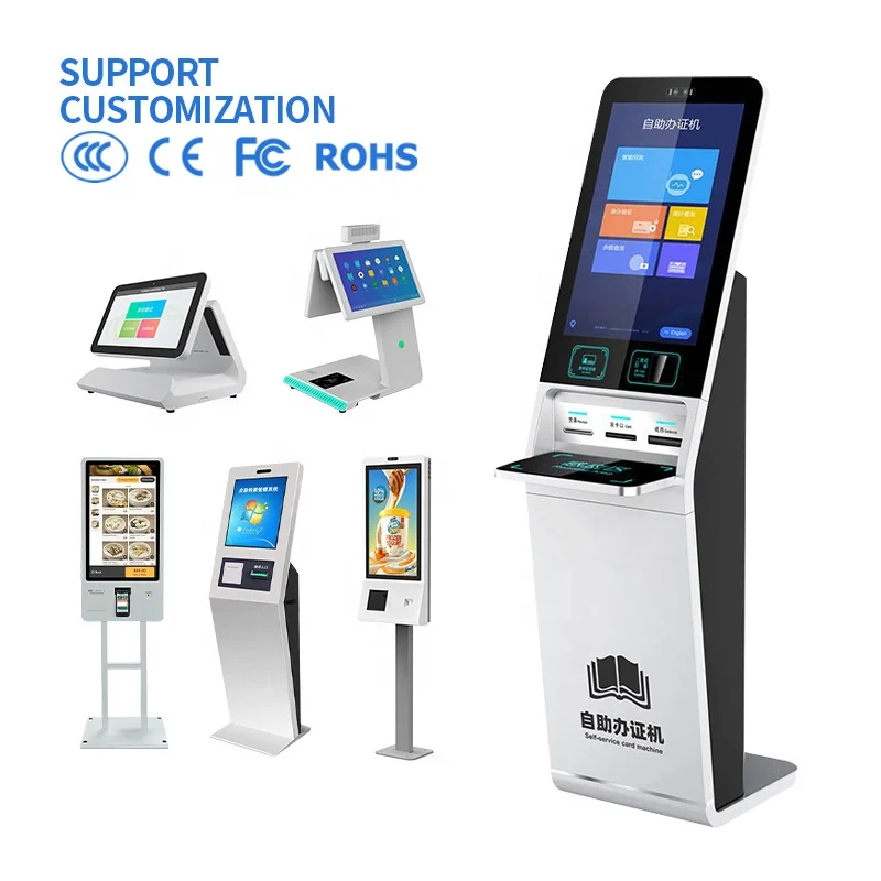 21.5 Inch Indoor Shopping Center Use Floor Standing Tempered Glass Touch Screen Self Service Payment Kiosk