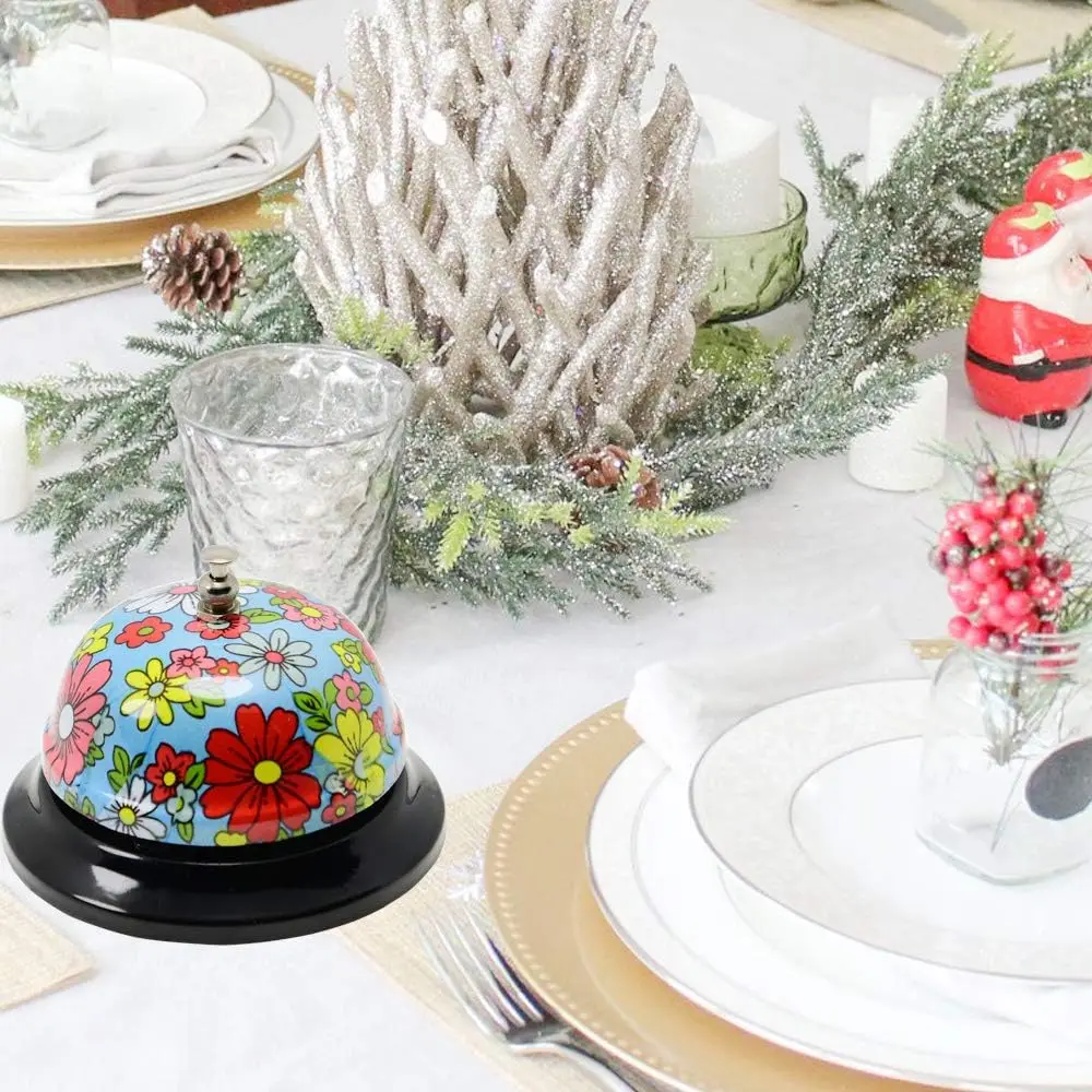 Wall Bell Desktop Ring Service Metal Bell Ding Bell for Restaurant Hotel Room Kitchen Party Office Table Love Pattern
