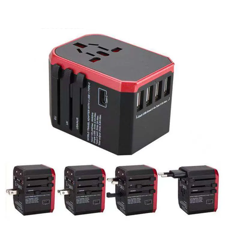 Universal Travel Adapter  4 Ultra-Fast USB Port and 1 Ultra-Fast USB Type C Port outlet adapter USB fast charger
