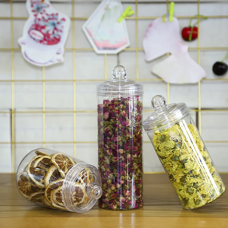 Factory Wholesale 500ml/650ml Pet Plastic Flower Tea Dry Fruits Jar Container Jar