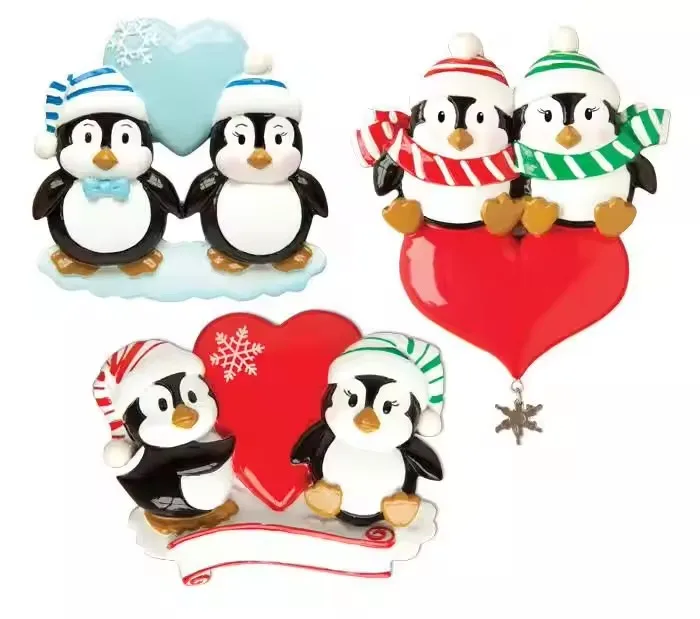 High White Penguin Resin Home Ornament Lovely Christmas Hanging Decor Tree Family Style Christmas Tree Hanging Decoration