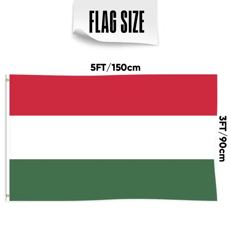 Wholesale  3X5FT Hungarian flag red white green images Waterproof Election Flag Customization