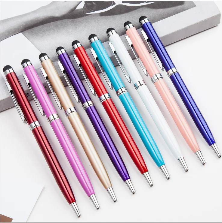 black silver gold Simple hotel logo metal ball pen slim cheap price stock short oil ink pen Matte soft ball pen