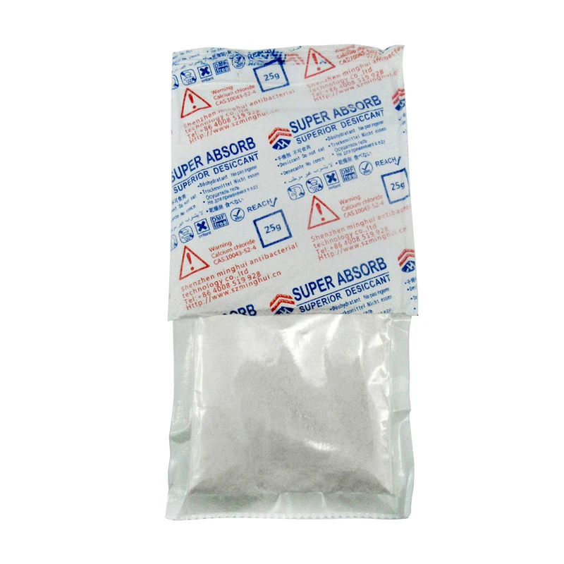 Shenzhen MINGHUI Factory Brands High Quality Absorption Super Dry Calcium Chloride Desiccant Packages In Cement Mix Accelerators