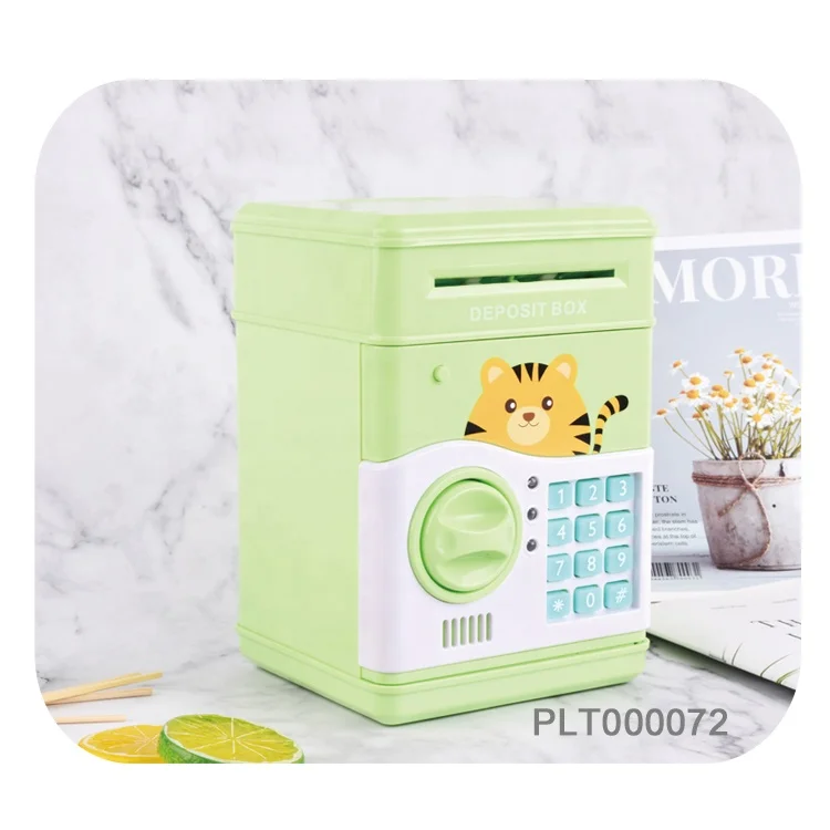 Digital Kids Cartoon Piggy Bank Safe ATM Bank Password Insurance Automatic Coin Box
