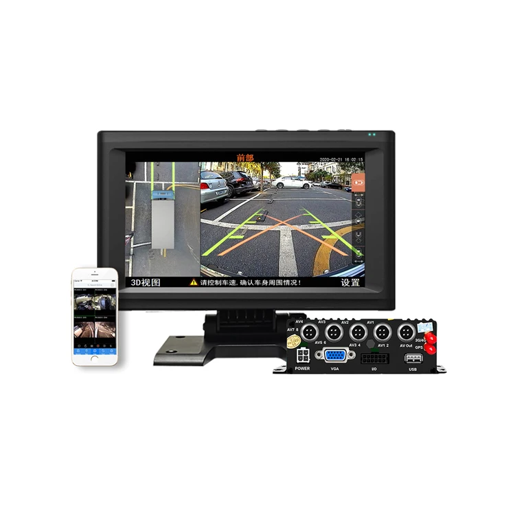 Android 9.0 Truck DVR Camera 4 Channels GPS Navigation WiFi BT Video Recorder Monitor