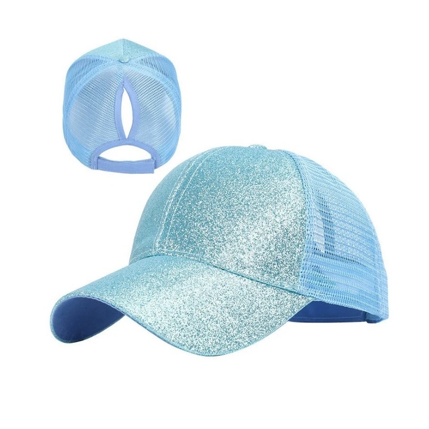 Womens Ladies Summer Mesh Sparkle Ponytail Baseball Cap Hat