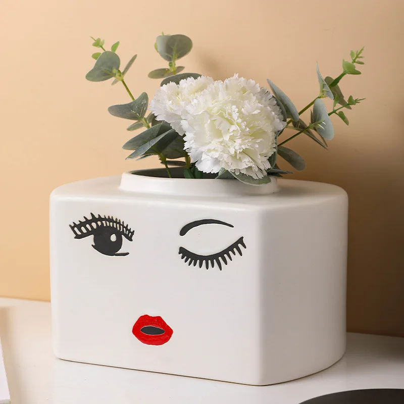 
Factory cheap wholesale custom Nordic hand painted ceramic vase home decoration 