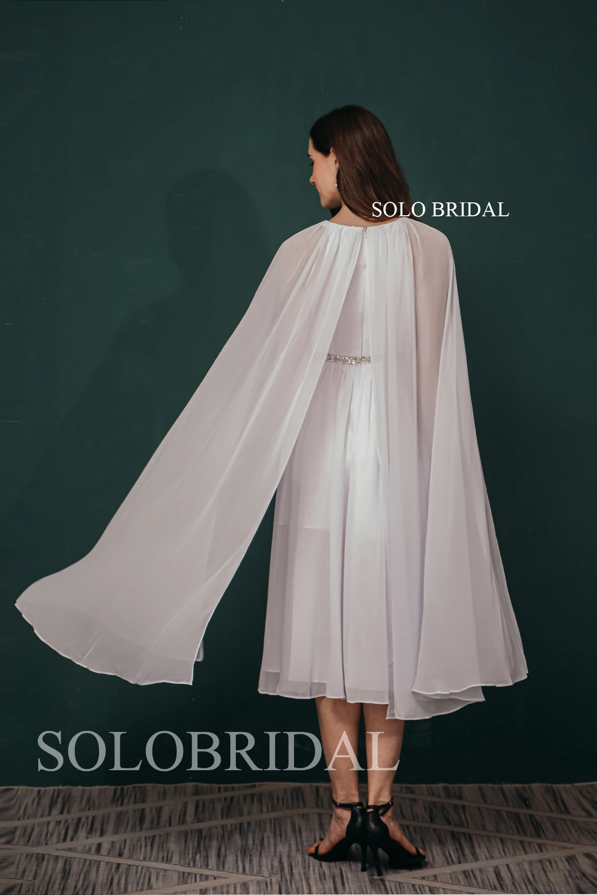 Wholesale custom Made White Tea Length Wrap Mother of Bride Party Dresses Evening Reception for Wedding