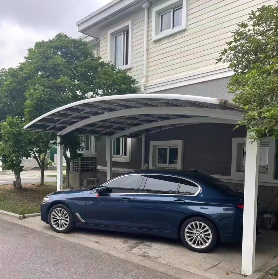 5x3m Heavy-Duty Pent Carport Garden Buildings Polycarbonate Car Porch Roof Metal Aluminium Carparking Garages