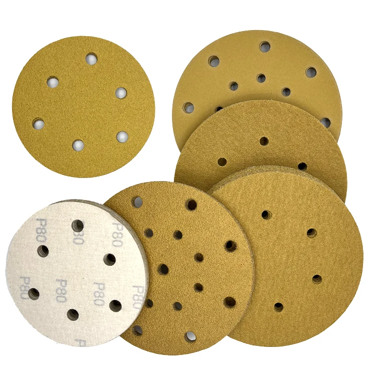 Hook and Loop Gold Sanding Disc Yellow Sanding Disc Aluminum Oxide Abrasive Sand Disc for Automotive
