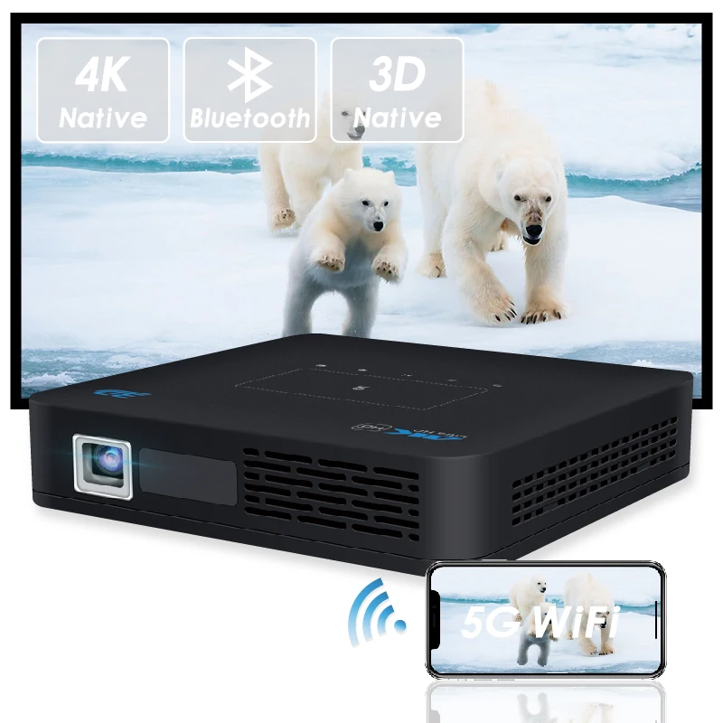 Уличный мини DLP Портативный 300 ANSI большой размер проекции Smart Android 9 0 4K 3D стеклянный проектор Full HD LED