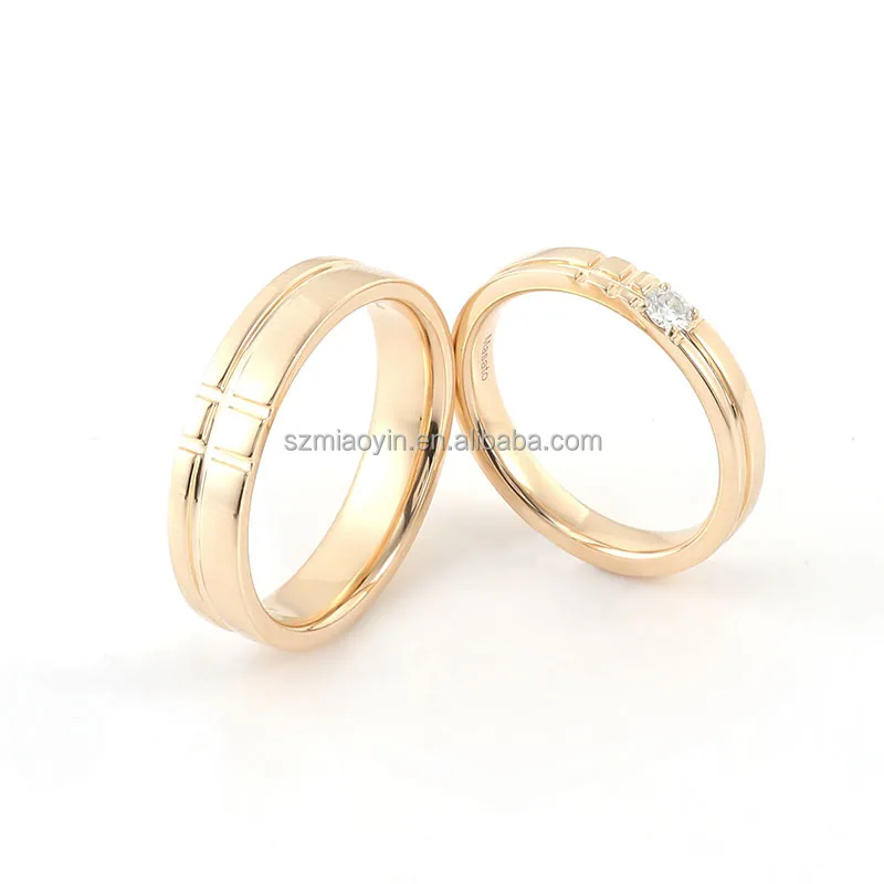 Real Solid 10k 14k 18k Yellow Gold D VVS Round Moissanite / Lab CVD HPHT Diamond Engagement Wedding Ring Set For Couple