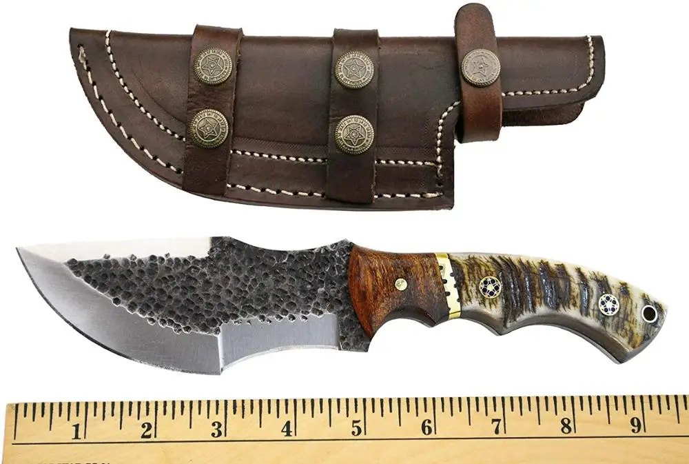 Tracker Hunting Knife Large Knives Survival Skinning Hammered Sheath Steel