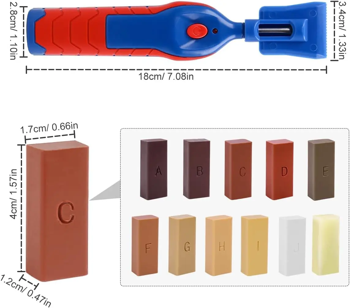 Rechargeable Furniture Wood Repair Kit,laminate floor repair kit,Wax Filler for Scratches, Damage, Holes, Countertop