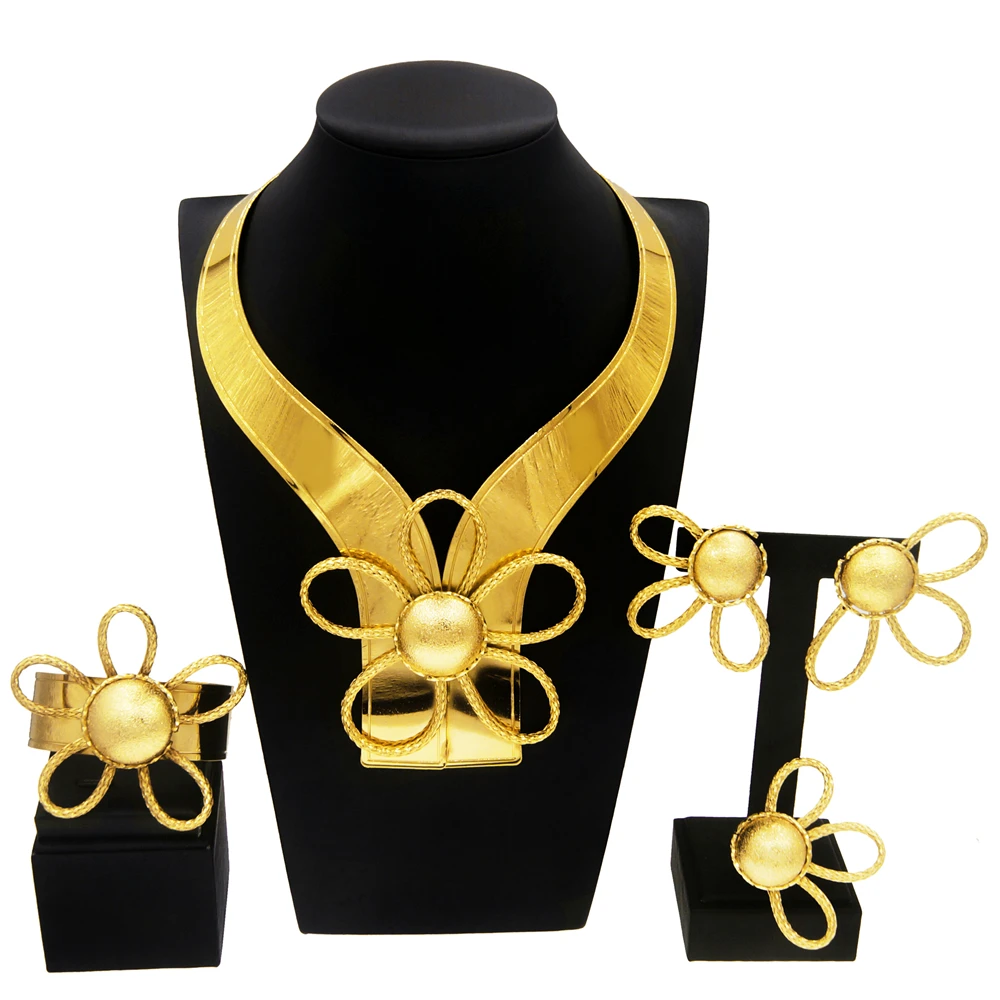 Zhuerrui Fashion Necklace African Big Jewelry Sets Hot Sale 24k Gold Plated Women Jewelry Set NH00106