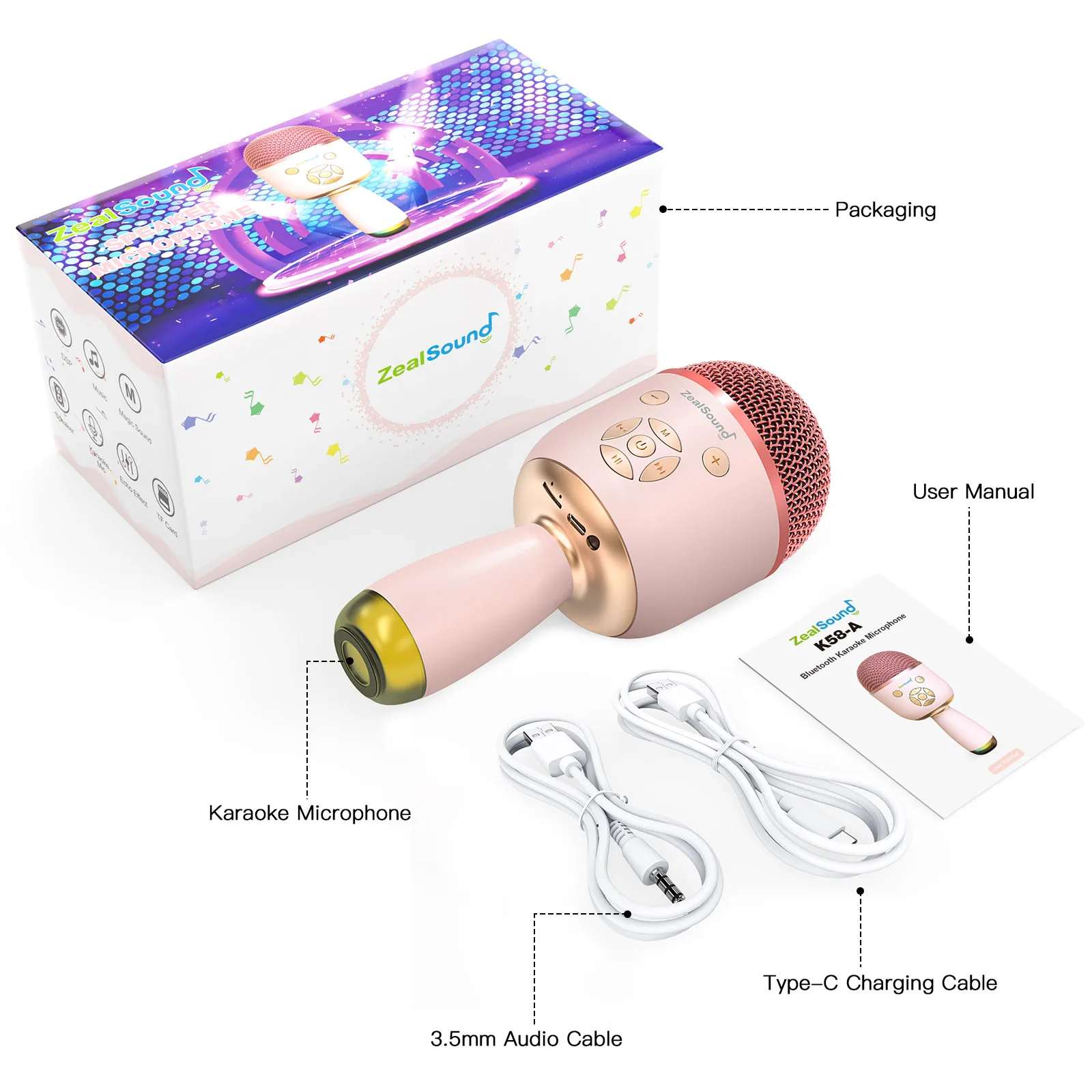 2022 New Style Customize Logo Kids Gift Wireless Disco Led Handheld Speaker Karaoke Microphone With Ce Rosh Fcc