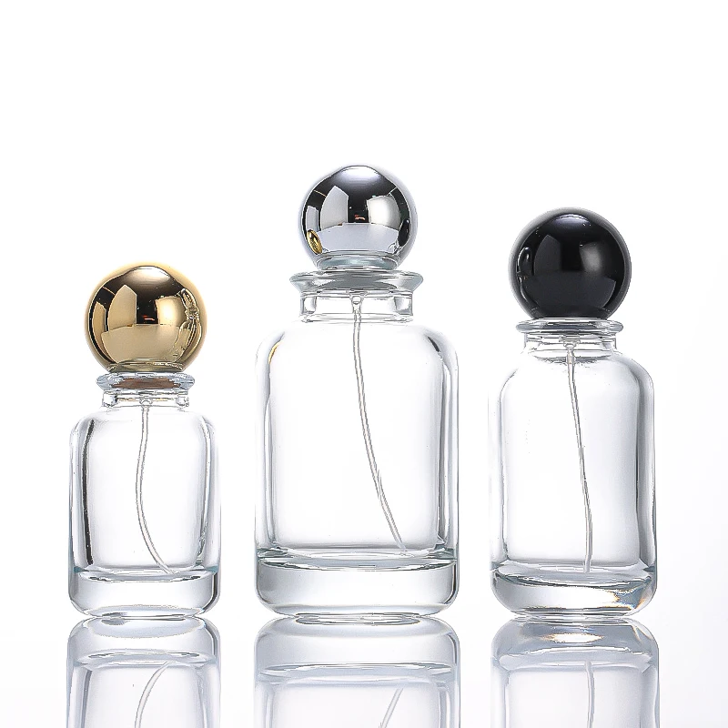 Luxury Cylinder Parfum Botol 30ml Heavy Base Glass Perfume Bottle 50ml Empty Glass Fragrance Parfum Spray Bottle With Wooden Cap