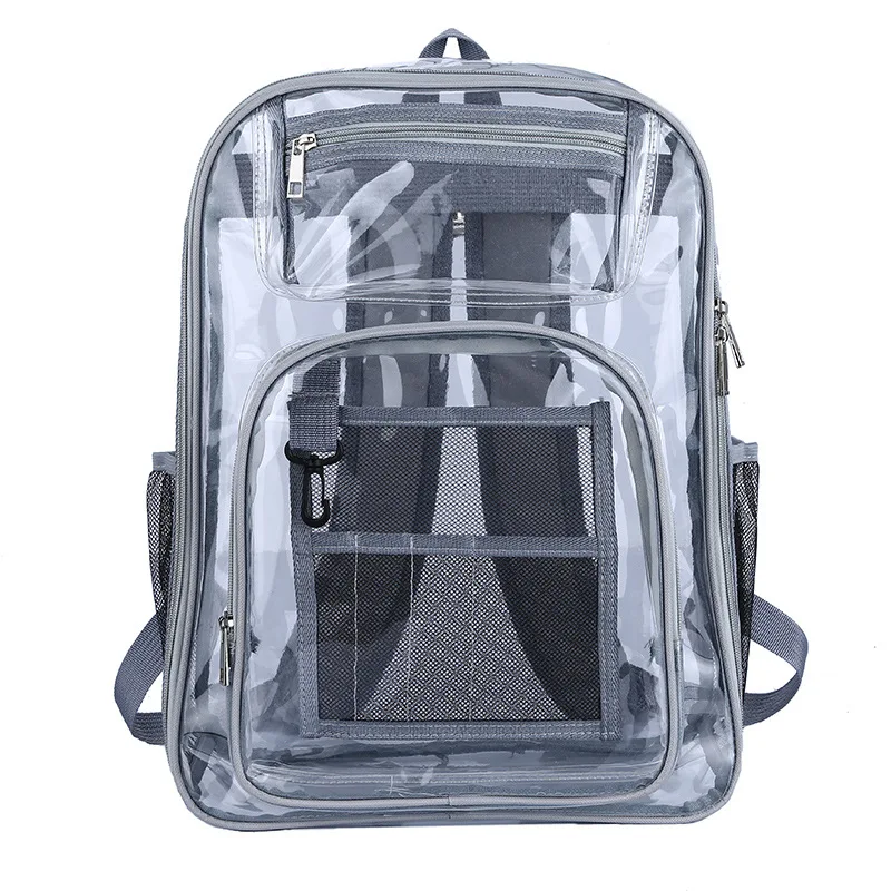 2022 ECO New Clear Backpack Heavy Duty See Through Backpack Transparent Large Bookbag for College Work Security Travel Sports