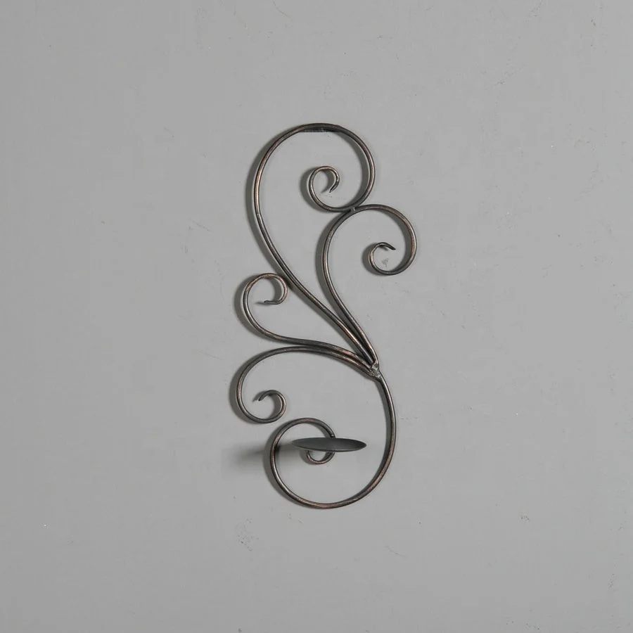 Mayco Antique Wall Black Wrought Iron Wire Metal Candle Holder