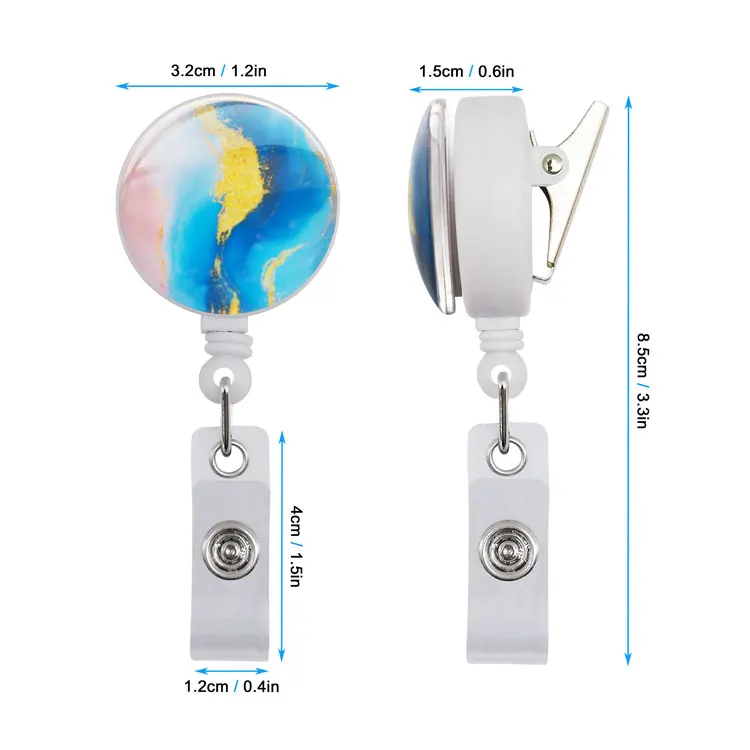 custom durable healthcare crystal radiology name heavy duty retractable badge holder reel