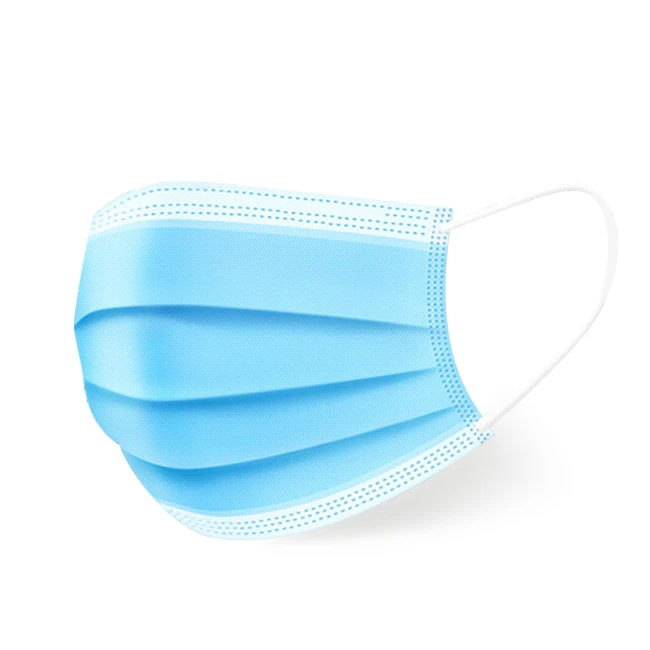 ready to ship disposable surgical mask ( non sterile)  blue 3 layers non-woven fabric 50pcs individual package face mask