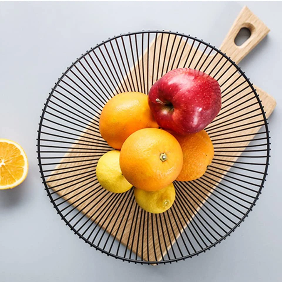 Kitchen Minimalist  Iron Fruit Bowl Stand Metal Wire Fruit Basket Countertop Holder For Fruit Vegetables