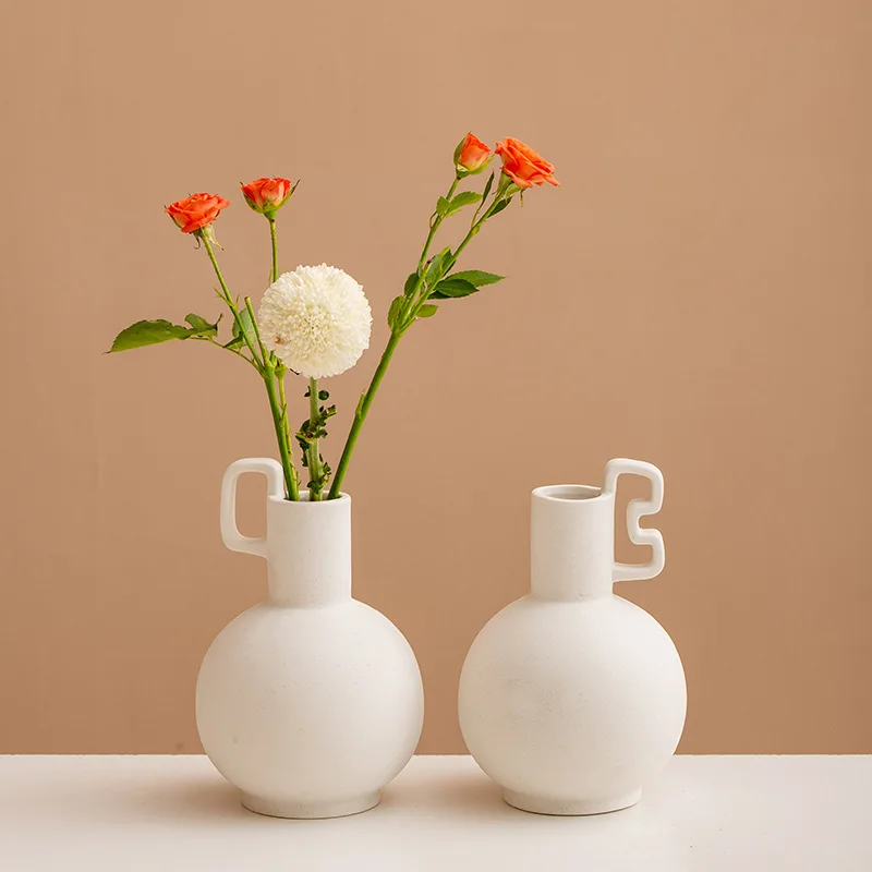 New Product Ideas Art Flower Bottle Matte Frosted Vase Cylindrique Ceramic Cylinder Vase Set For Gifts Home Office Decor