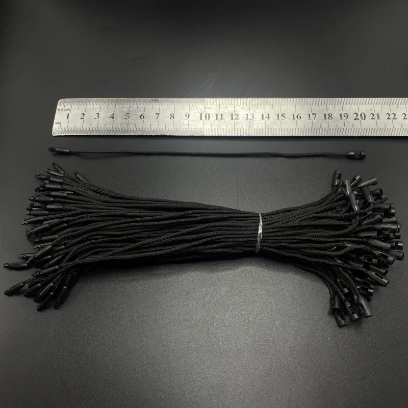 Manufacturer Black Polyester Seal Rope Bullet Tag Lanyard Garment Cotton Rope With Plastic Clip 1000 pcs can be used