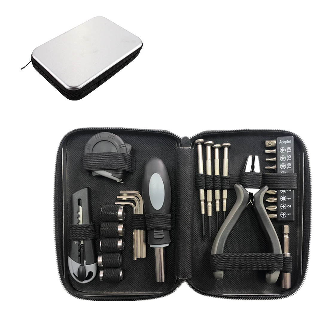 27 in 1 Home Multifunctional Repair Tool Kits Carbon Steel Tinplate Box High quality logo customization Potential gift